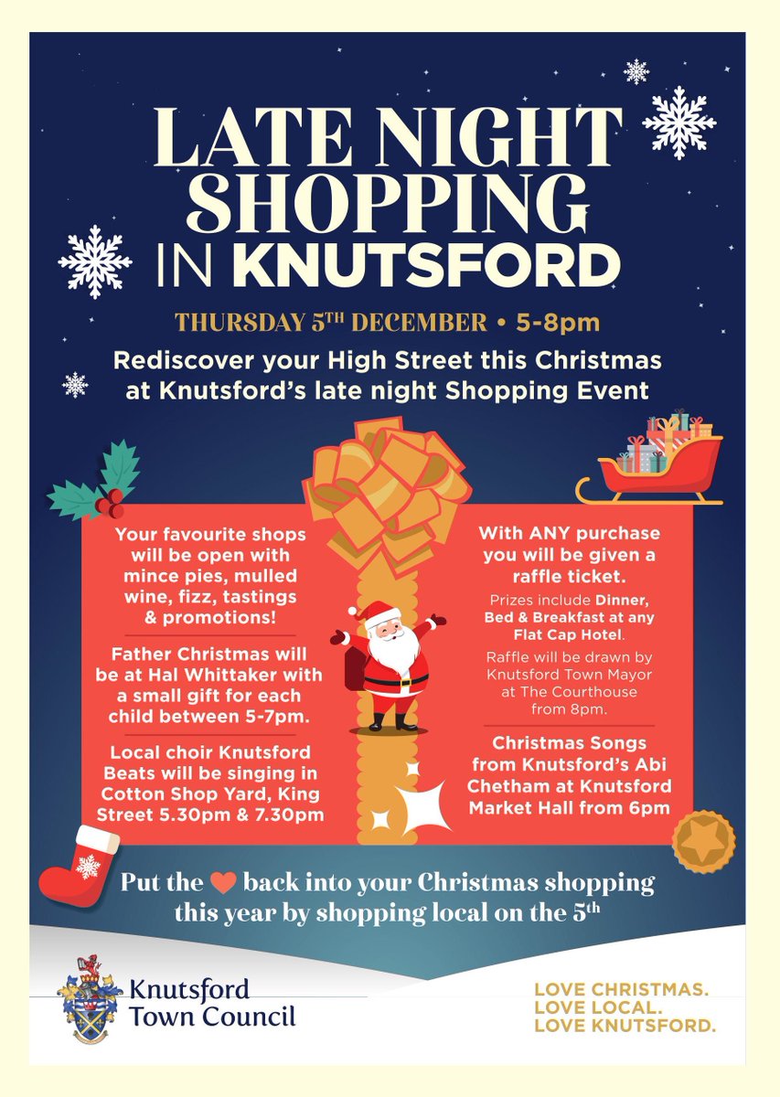 5th Dec 5-8pm we've shopping,  amazing raffle prizes plus #Christmas entertainment to give you that 'warm fuzzy feeling'  @KnutsfordBeats (near <a href="/cocaranti/">Cocaranti</a> &amp; <a href="/cheeseyard/">The Cheese Yard</a>)
<a href="/sonderofasoul/">abigail chetham</a> <a href="/knutsmarket/">Knutsford Market Hall</a>
#Santa <a href="/HalWhittaker/">Hal Whittaker Ltd</a> plus late edition <a href="/MeresideBBand/">Mereside Brass</a> near <a href="/BBKnutsford/">Brasserie Blanc Knutsford</a> #knutsford