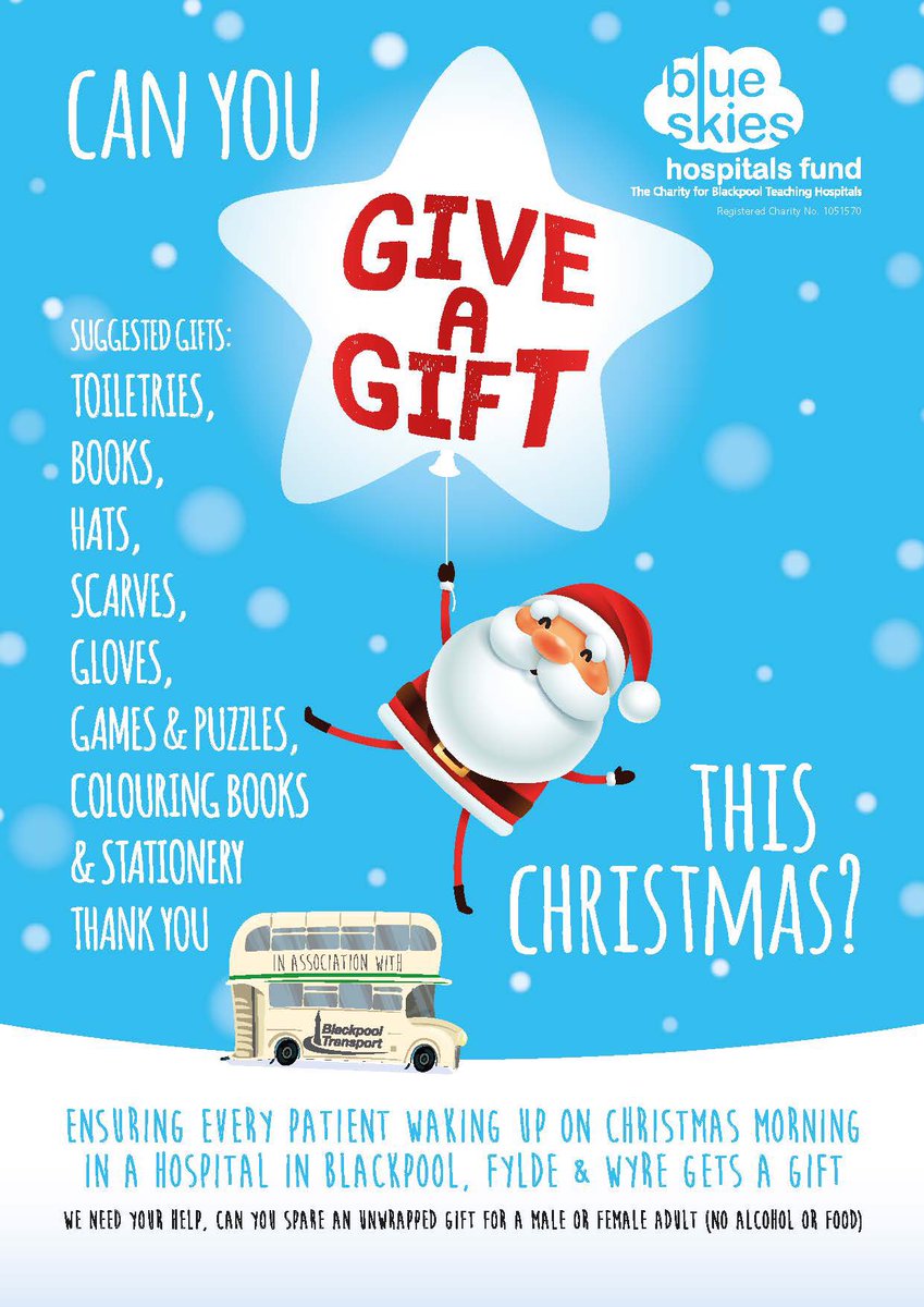 BlueSkiesFund's tweet photo. We have loads of drop off points available, plus a handy “suggested gifts” poster⬇️ https://t.co/yWaQSIFPiT