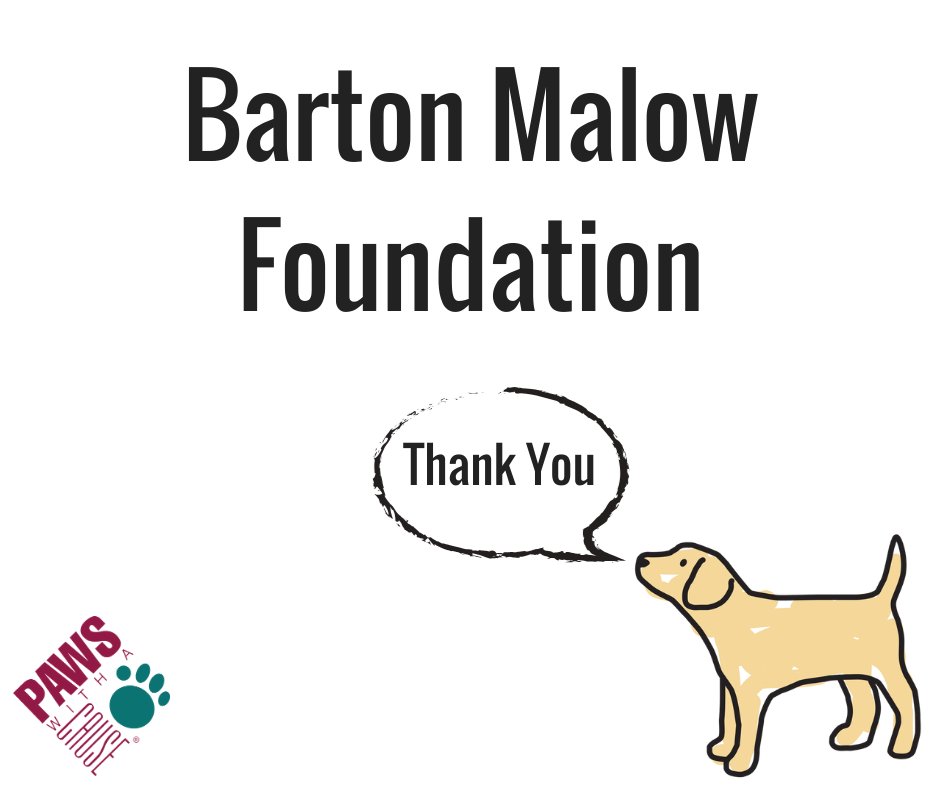 Thank you to @bartonmalow for your support of PAWS!