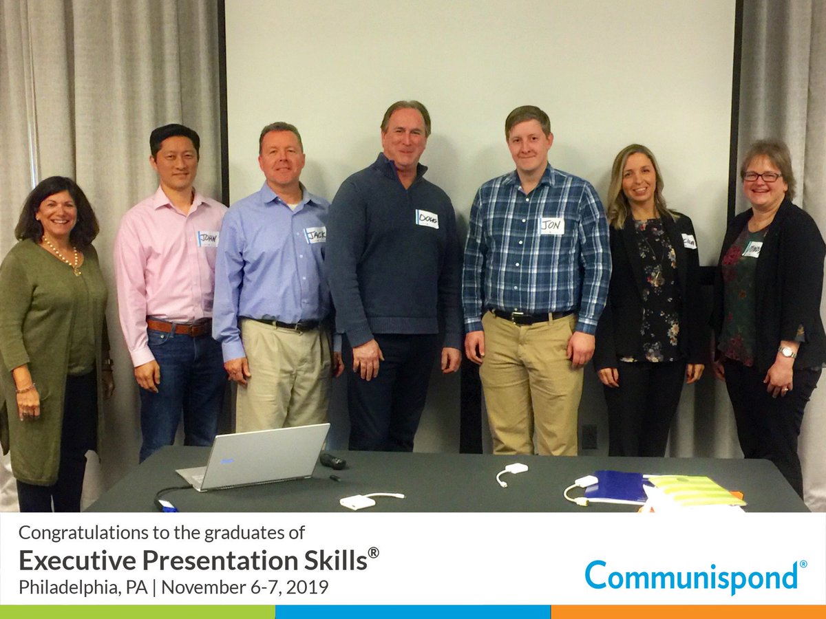 Communispond's tweet photo. Congratulations to the recent graduates of Executive Presentation Skills in #Philadelphia! All participants agreed that following this program they would appear more confident when presenting.🙌

#publicspeakingtraining #presentationskills #communispond #neverstoplearning https://t.co/2aH6f0IJQ6
