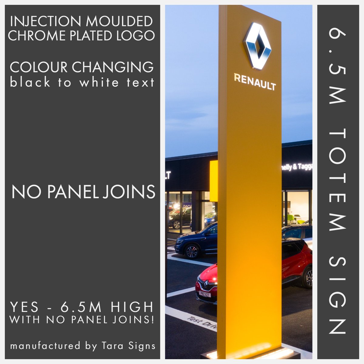 YES - No panel joins in this 6.5m #totem #sign visit tarasigns.com to find out more #signmakers #branding