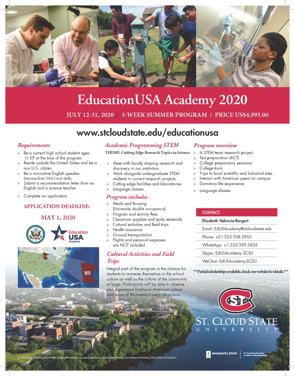 DYK you can study in a pre-college academic enrichment program in the United States through <a href="/edusaacademy/">EducationUSA Academy</a>? Learn an insider's perspective on higher education with <a href="/stcloudstate/">St. Cloud State</a> university! Learn more here: stcloudstate.edu/EDUCATIONUSA/  #StudyUSA  <a href="/MinnStateEdu/">Minnesota State</a> <a href="/MnDeptEd/">Minnesota Department of Education</a>