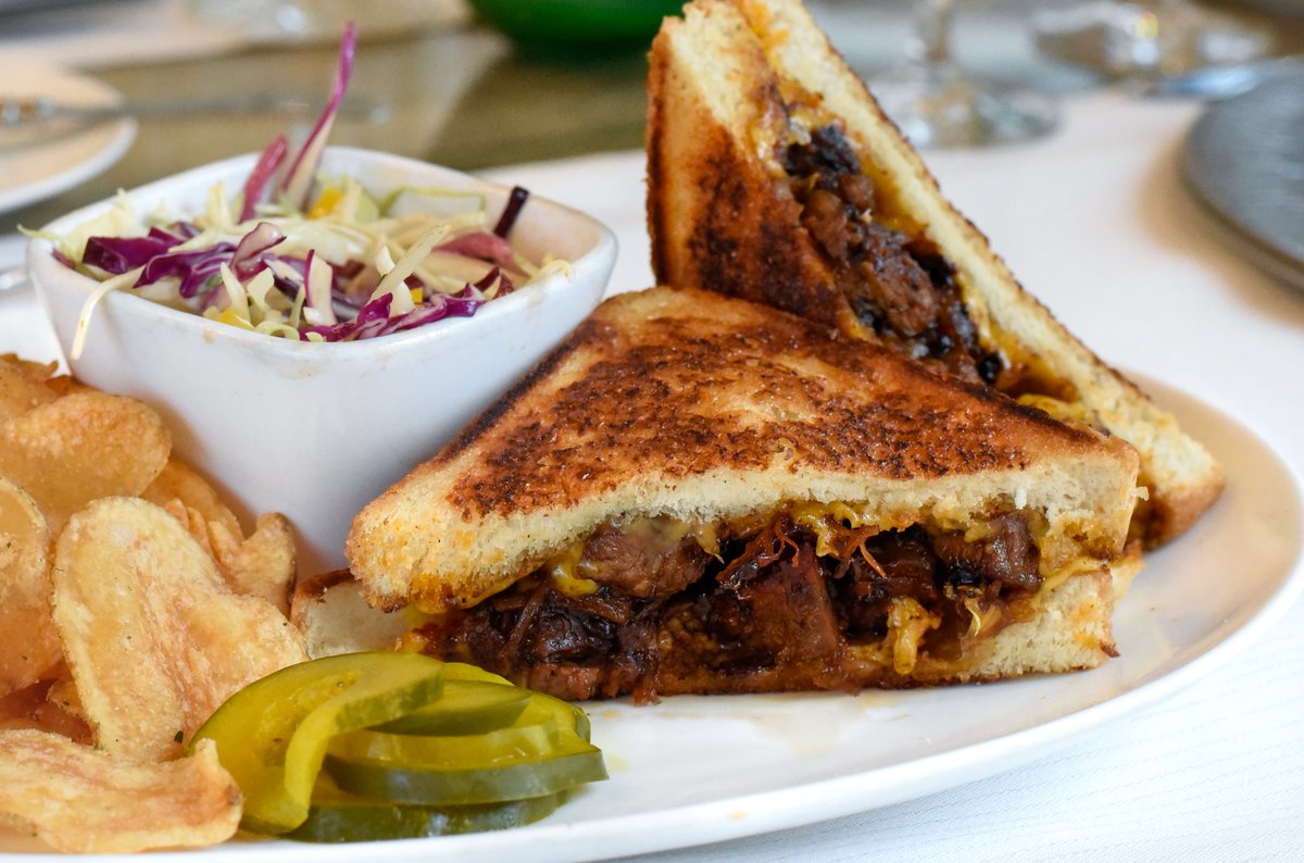 Today's Lunch: Not Your Mama’s Lunchbox

Indulge in a grilled cheese with house smoked chopped BBQ beef brisket. On the side? Firecracker slaw and ranch potato chips.