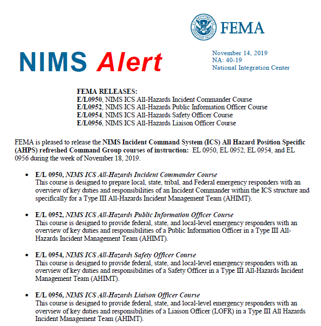 FEMA EMI on Twitter: quot NIMS Alert 4 refreshed NIMS Incident Command
