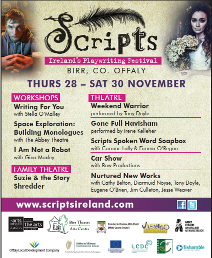 ScriptsIreland's tweet photo. #scriptsireland 2019 is next week... waahhhhhhh! We are so excited for this programme! Book now: https://t.co/b3SdDYSEPB @stellaomalley3 @TonyDoyle92 @ginamoxley @BirrTheatre @GoneHavisham @ProductionsBow @Ireneie_cat @Fishamble @AbbeyTheatre @OffalyArts @BombinatePlays https://t.co/EvSIi01RCg