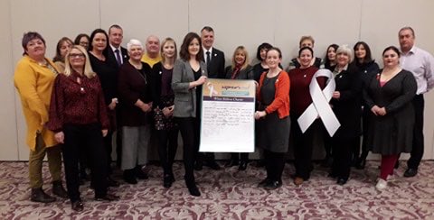 WomensAidNI's tweet photo. Great to spend the morning with the Stakeholder Assurance Group and partner agencies to sign the White Ribbon Charter pledging to never commit, condone or remain silent about violence against women
#WhiteRibbon #VAWG
@Justice_NI @healthdpt https://t.co/KGpdwrjyos