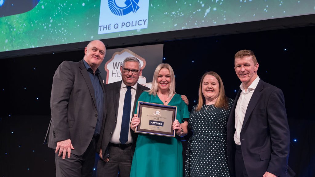 theqpolicy's tweet photo. Many congratulations to the team at #HayfieldHomes for winning the Gold award for Best Small Housebuilder at the @What_House Awards. 

We were delighted to sponsor this category. 🏘️🏘️🏘️🏘️

#WhatHouseAwards2019 #theqpolicy #newhome @theqpolicy https://t.co/QM729hJb5C