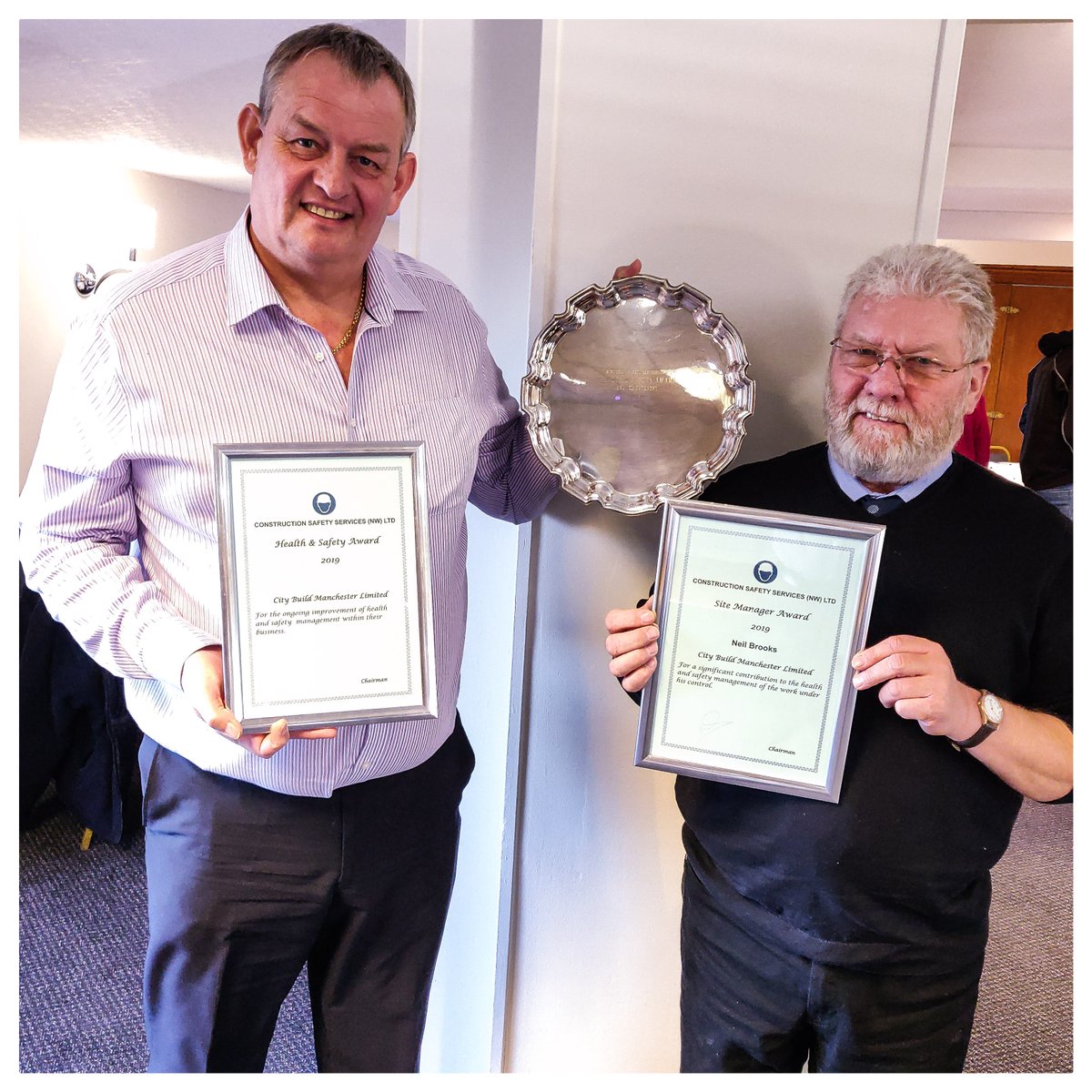 Picked up two health &amp; safety awards this morning. Our Construction Manager Ian Caldwell collected one on behalf of our company, whilst Neil Brooks received the Site Manager Award for his contribution to the health &amp; safety management of projects under his control.