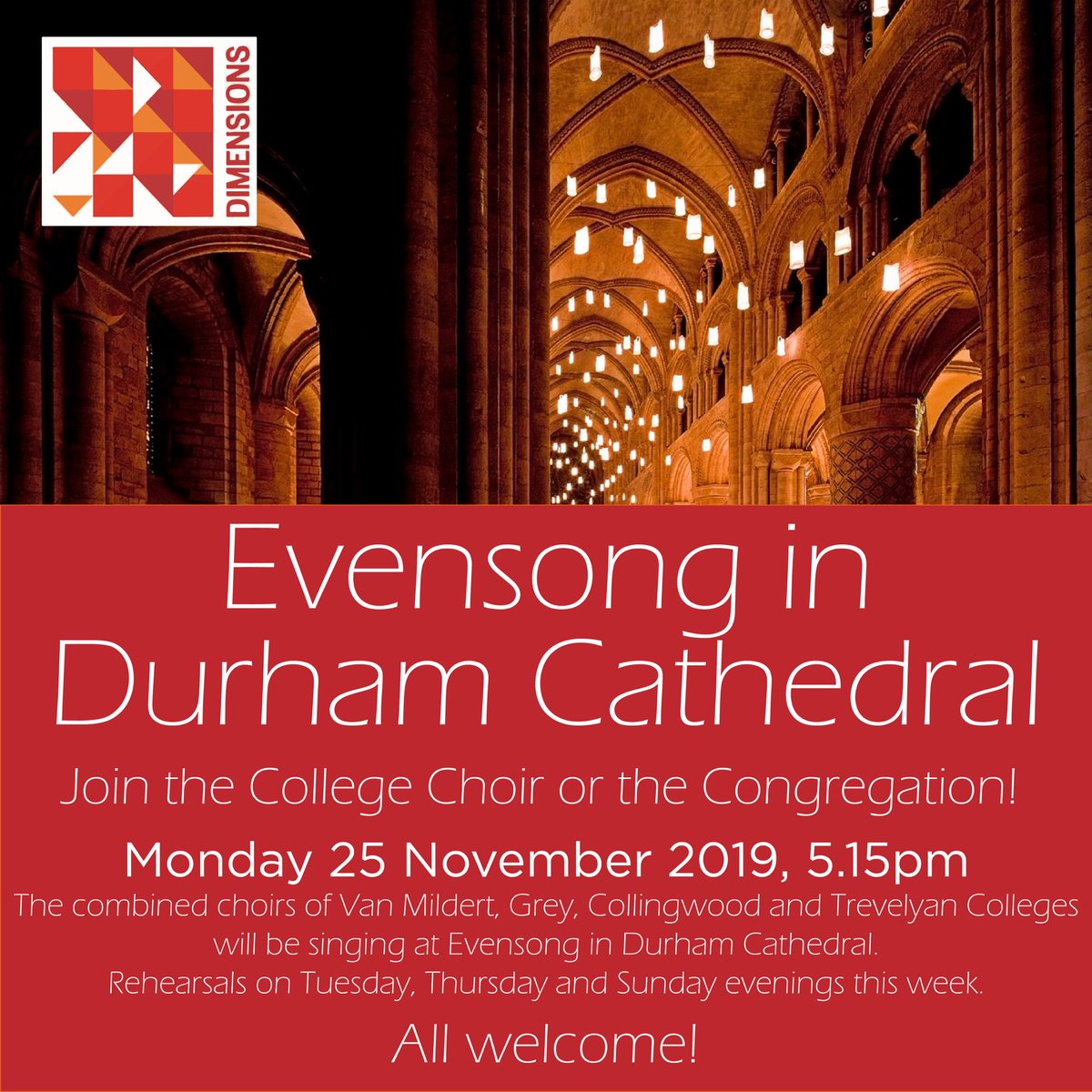 Van Mildert College (@vanmildert1965) on Twitter photo Enthusiastic singer? Never been to #Evensong in <a href="/durhamcathedral/">Durham Cathedral</a> before? Don’t miss the opportunity to sing in the College Choir or join the congregation!! First choir rehearsal Tuesday 7.30pm in the Ann Dobson Hall <a href="/vanmildert1965/">Van Mildert College</a> All welcome to join us! #MildertMeans #music Enthusiastic singer? Never been to #Evensong in <a href="/durhamcathedral/">Durham Cathedral</a> before? Don’t miss the opportunity to sing in the College Choir or join the congregation!! First choir rehearsal Tuesday 7.30pm in the Ann Dobson Hall <a href="/vanmildert1965/">Van Mildert College</a> All welcome to join us! #MildertMeans #music