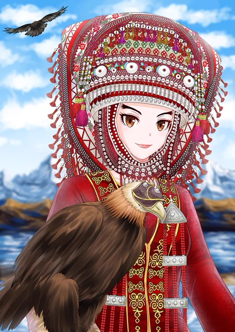 【中国民族娘】第8弾!キルギス族の娘です!鷹と戦えるほどの戦闘力を持つ子らしいですよ。可愛くて強い子って最高だと思いませんか?( )#中国民族娘#キルギス族#可愛くて強い#推し娘と出会えたか 