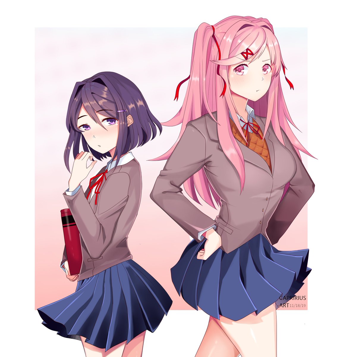 #ddlc saw the art about thicc #natsuki and decided to draw her and #yuri wi...