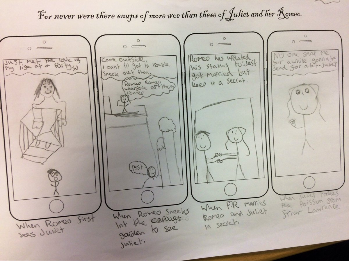 SmithycroftEng's tweet image. But soft, what snaps through yonder smartphone breaks?

Mr Best’s #National5 class have shown their understanding of the plot of ‘Romeo and Juliet’ through the magic of social media.