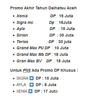 Promo Akhir Tahun Dealer Daihatsu Aceh belimobilbaru.com