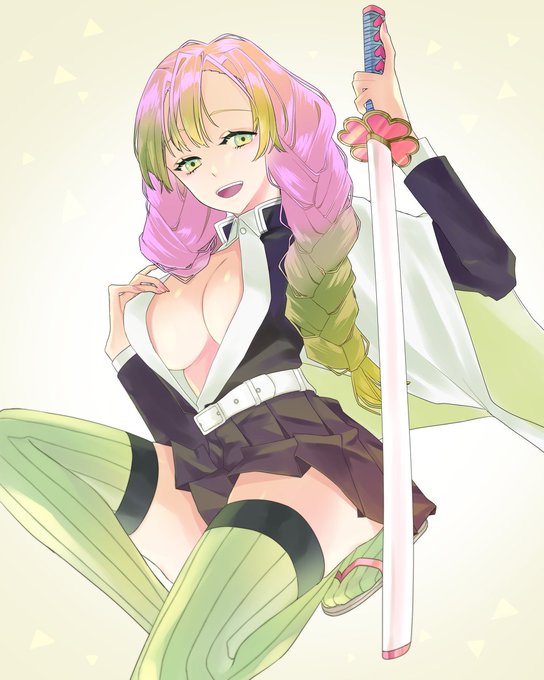 堀田はごさんがTwitterに投稿した甘露寺蜜璃(鬼滅の刃)のイラスト。