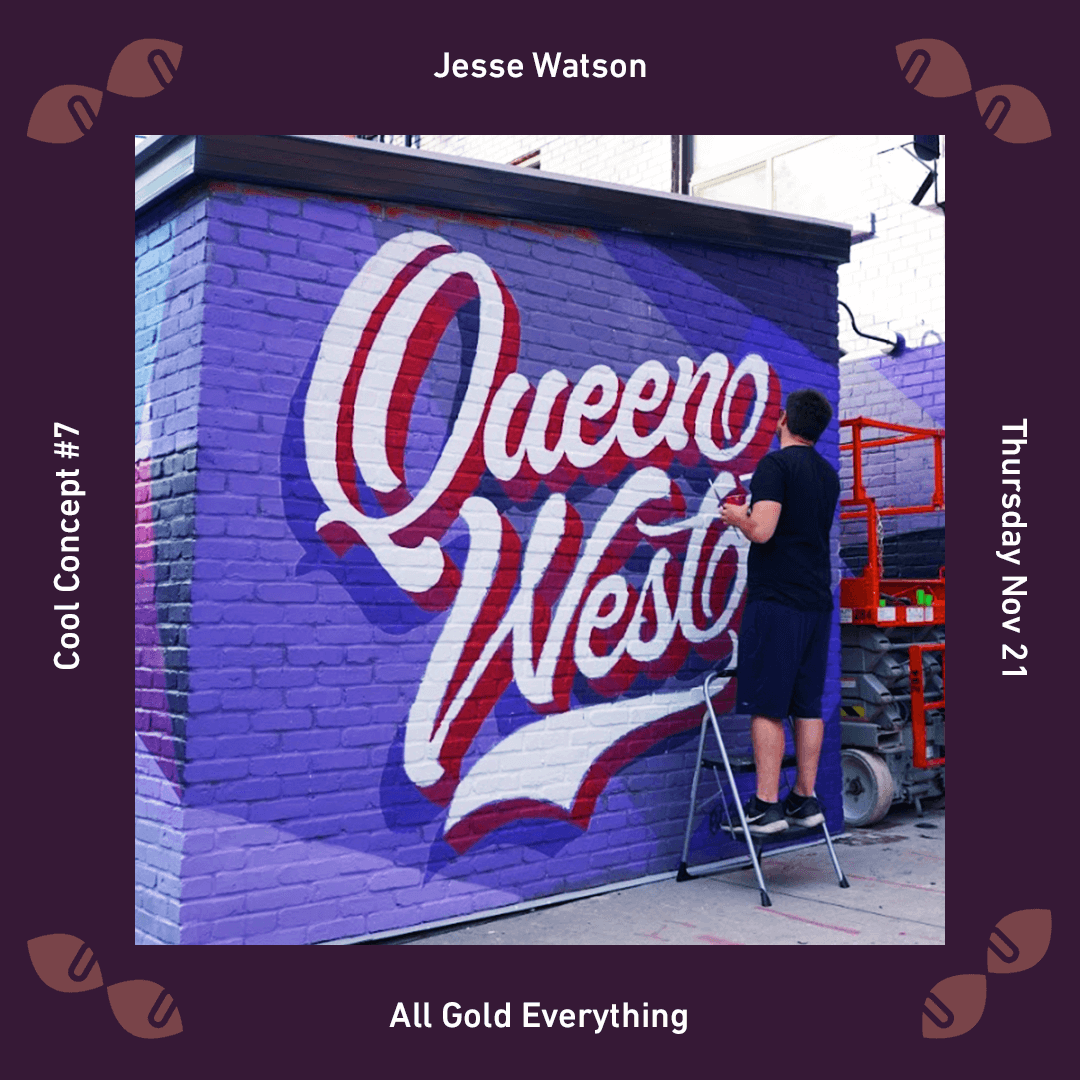 Jesse Watson makes applying gold leaf look effortless. ✨ But watching him run a workshop at Swash &amp; Serif this summer, I saw just how impressive it is that he’s taught himself such a complex skill. Hear the whole story this Thursday at #CoolConceptTO: bit.ly/CoolConcept7