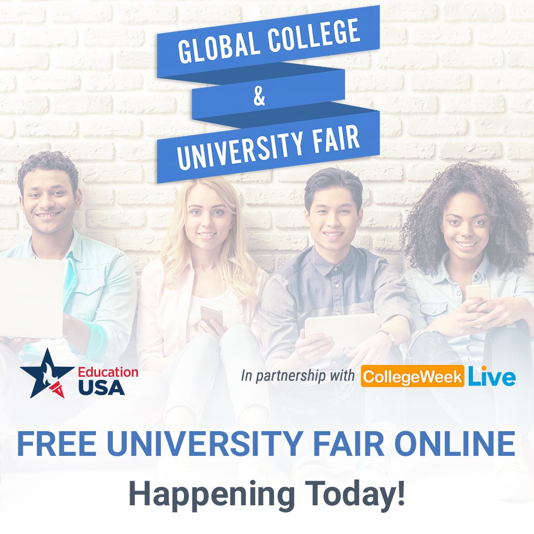 TODAY: Free university fair online on <a href="/CollegeWeekLive/">CollegeWeekLive</a> from 4am-4pm ET! Join the conversation now! bit.ly/2tuKWy0 #IEW2019
