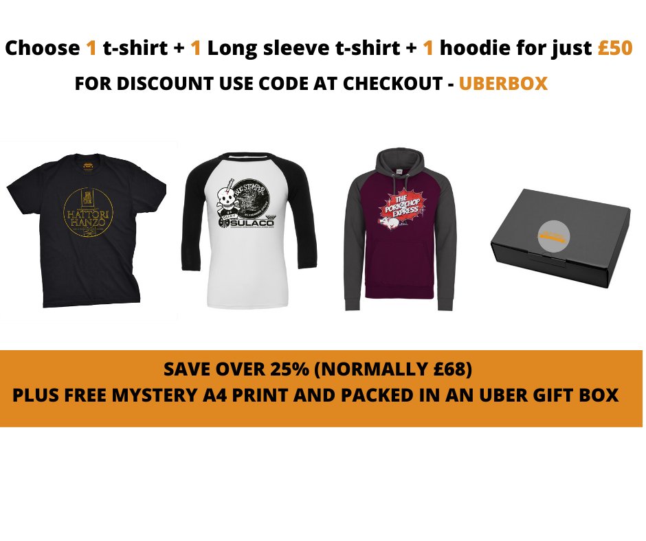 UberTorso's tweet photo. UBER BOX - The ideal Christmas Gift! only £50 each choose:

1 x T-shirt
1 x Long Sleeve T-shirt
1 x Hoodie

Use code at checkout - UBERBOX

Save over 25% on individual price.
FREE A4 print randomly selected
FREE Ubertorso gift box

Shop now: https://t.co/Bjr2tq3QK2 https://t.co/6zxFfMahd5
