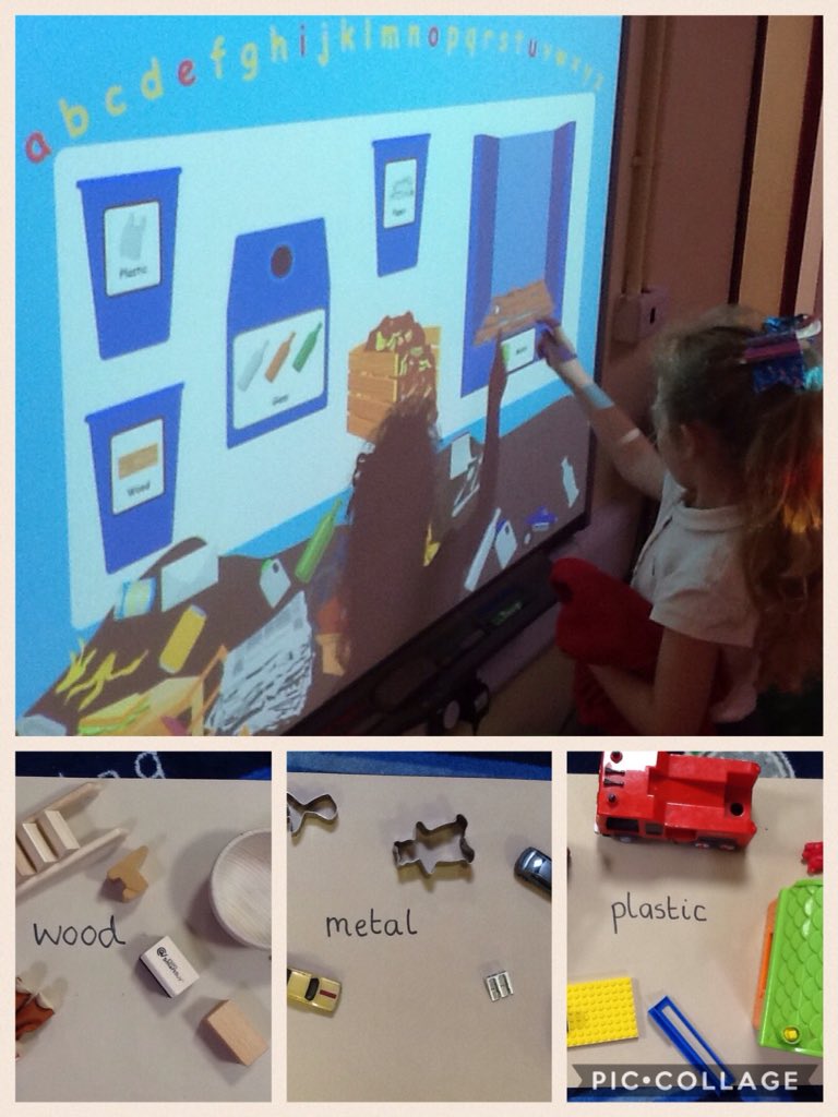 CastlePark_Cald's tweet photo. Reception are looking at materials of toys; we sorted the toys into three different groups and then had a go at recycling objects by material #ecoschoolswales #learningtorecycle #scienceisfun https://t.co/Pd53R8Chap