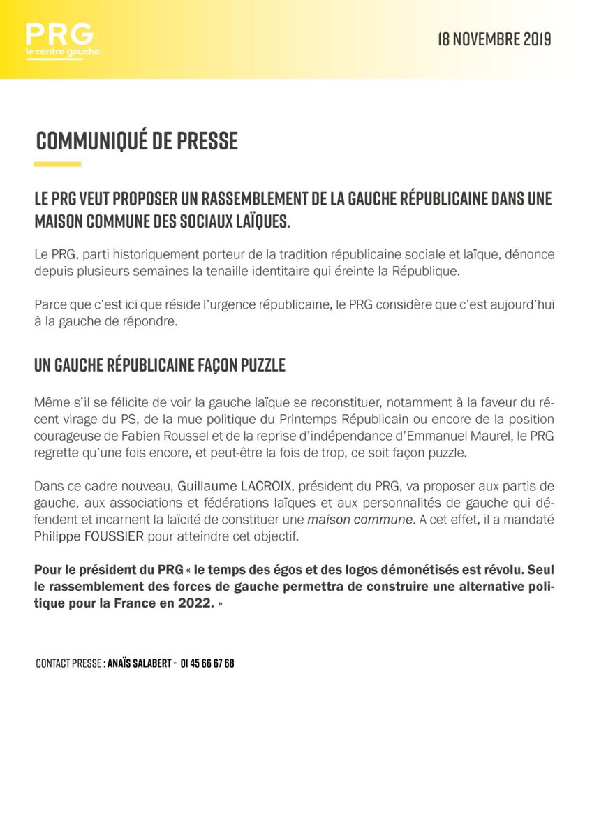PartiRadicalG's tweet photo. @GLacroix01 : « Seul le rassemblement des forces de gauche permettra de construire une alternative pour 2022 ». @PFoussier a été mandaté pour atteindre cet objectif. 
#République #Laïcité https://t.co/NyDOsPx3Y6