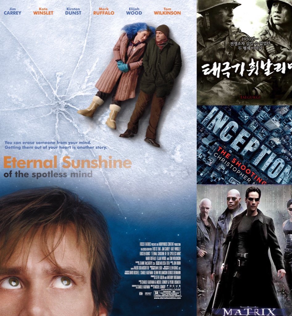 choi_bts2's tweet image. Their all time favourite movies 🎥 

RM : Eternal Sunshine 
Jin : Matrix 
Suga : Inception 
Jhope : Taegukgi
Jimin : The Notebook 
V : Born to be Blue
Jungkook : Iron Man  

@BTS_twt from their interviews