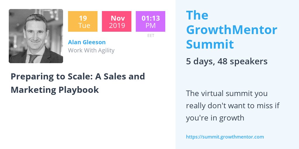 AlanGleeson's tweet image. Am looking forward to presenting on #B2B #SaaS #Marketing at the Growth Mentor Summit taking place tomorrow. Pre-register now and get free access to all talks.   summit.growthmentor.com/speakers/alan-…