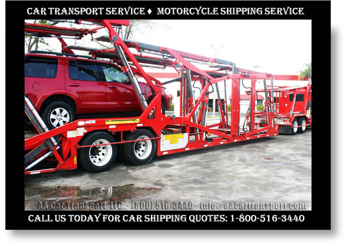 Let AA Car Transport LLC take care of your car shipping needs. Shipping cars and motorcycles cross country and locally. 
Give us a call for car transport prices at 1-800-516-3440 AACarTransport.com