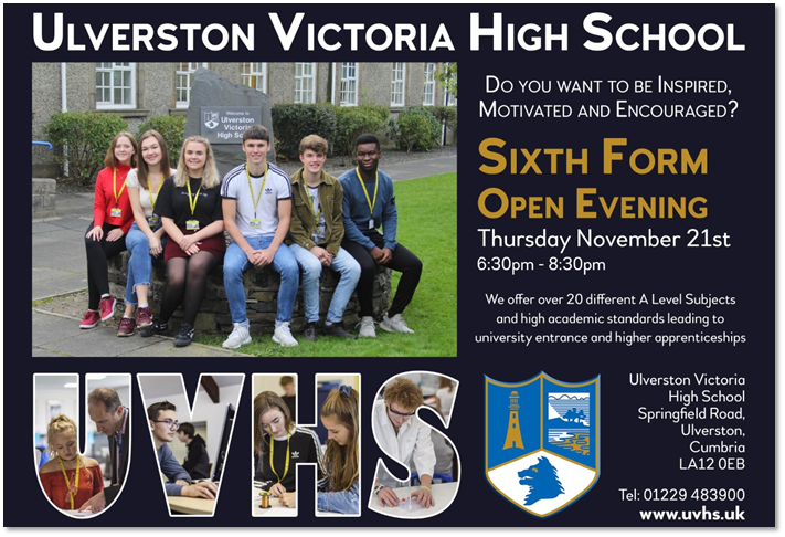 Sixth Form Open Evening - Thursday 21st November 6.30pm to 8.30 pm