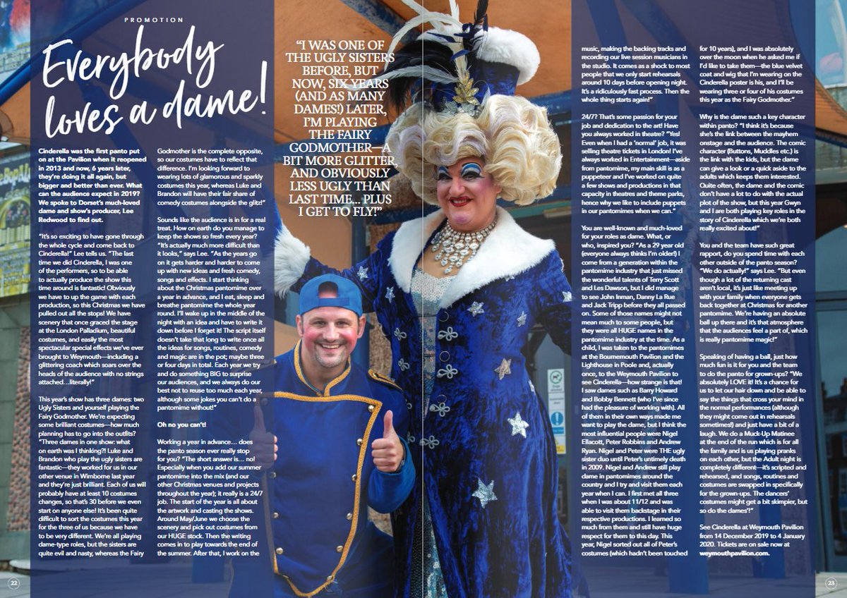 Just About Dorset (@justaboutdorset) on Twitter photo Everybody loves a dame – especially when it's Lee Redwood!
We caught up with him to find out more about his role and this year's Cinderella (<a href="/weymouthpanto/">Weymouth Panto</a>) at <a href="/weypavilion/">Weymouth Pavilion</a>.
en.calameo.com/read/004364226…
#dorset #behindthescenes #panto Everybody loves a dame – especially when it's Lee Redwood!
We caught up with him to find out more about his role and this year's Cinderella (<a href="/weymouthpanto/">Weymouth Panto</a>) at <a href="/weypavilion/">Weymouth Pavilion</a>.
en.calameo.com/read/004364226…
#dorset #behindthescenes #panto