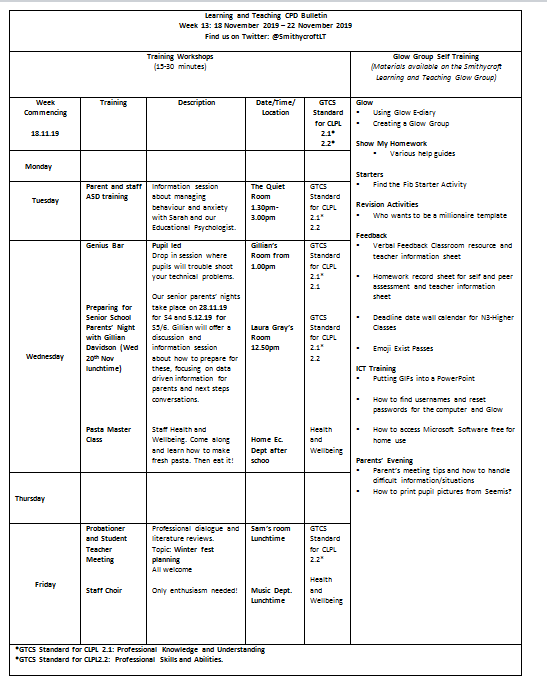SmithycroftLT's tweet image. Lots happening here @smithycroft282 @GCCSecLearning this week! Looking forward to CPD opportunities offered by our pupils and our partners @GlasgowEPS. Great to see some teacher H&amp;amp;W activities too  🥰