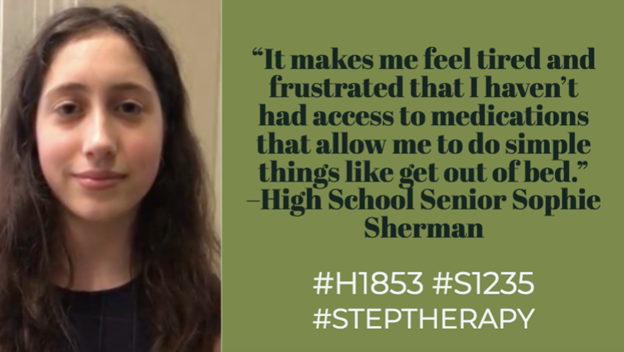 CSROAdvocacy's tweet photo. High school senior Sophie Sherman says Beacon Hill must reform #steptherapy and pass #H1853 #S1235 “I’m urging our legislators to pass this legislation, to improve quality of life for thousands of patients like me.” #MAPoli
https://t.co/HQAdxlRCuZ https://t.co/338stLT4OA