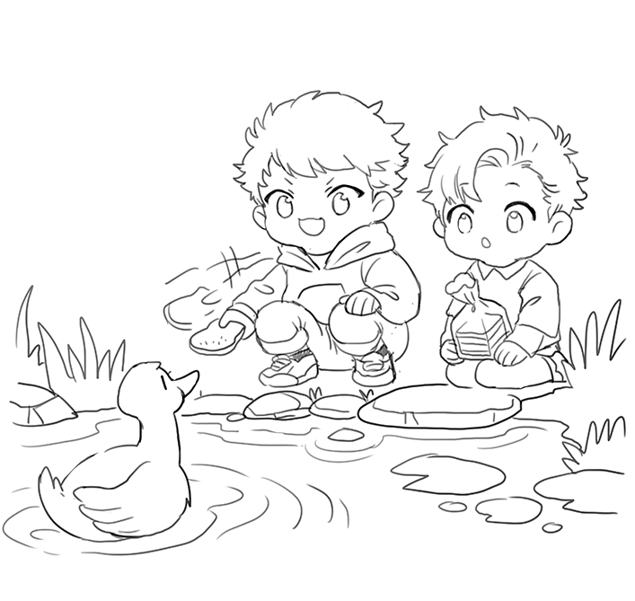 [OC] Ced and Dio trying to feed a duck ? 