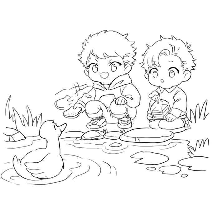 [OC] Ced and Dio trying to feed a duck ? 