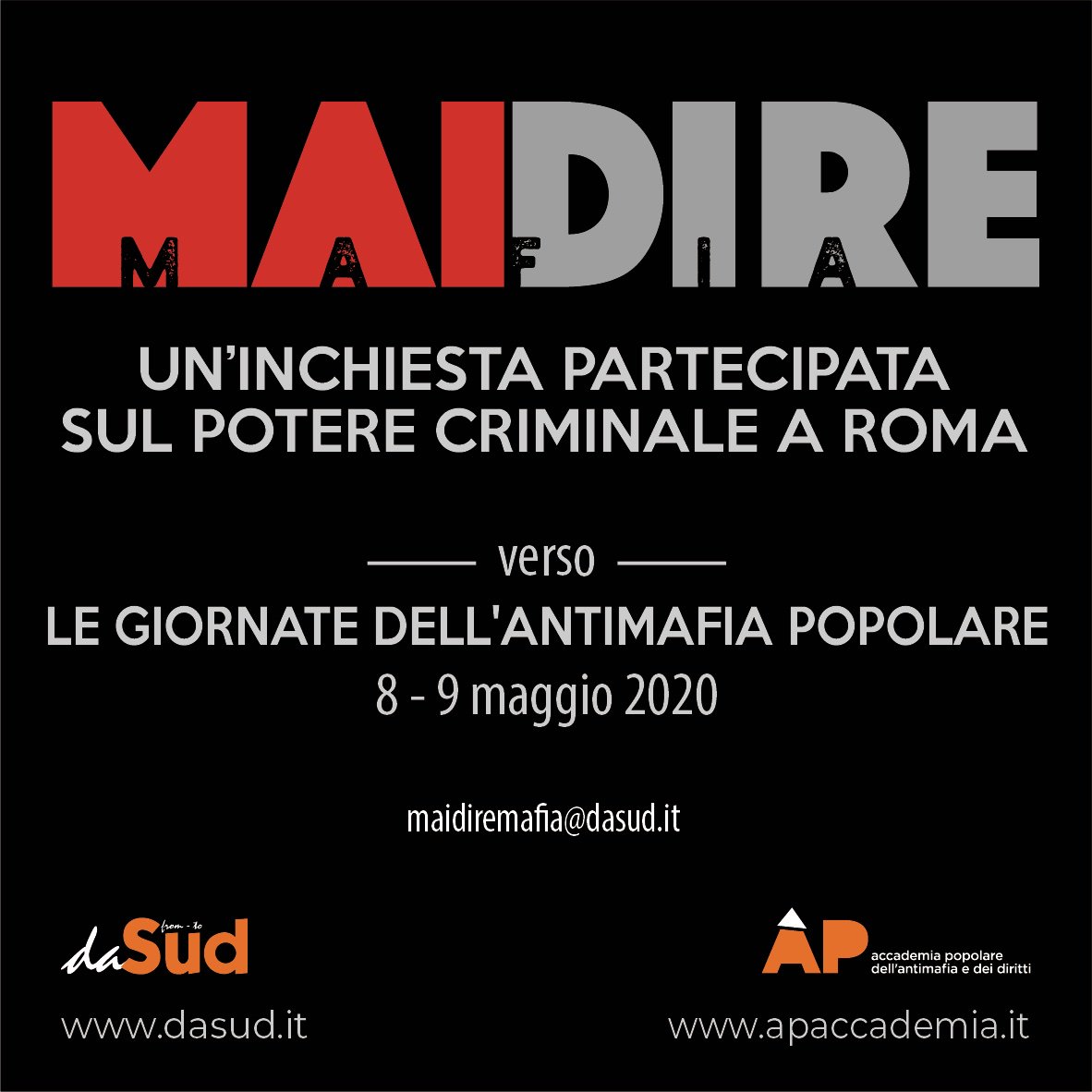 Alla luce delle poco convincenti sentenze che mettono in discussione il concetto di mafia e degli ultimi accadimenti a #Centocelle e a #Roma nord, diamo il via con @apaccademia alla costruzione di un percorso condiviso aperto a tutti: #MaiDireMafia ➡️bit.ly/33YcT3f