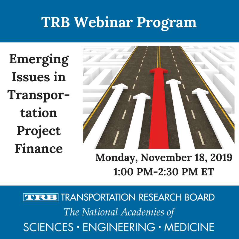 NASEMTRB's tweet photo. This afternoon, tune in to learn about various perspectives on emerging finance issues related to transportation projects.  #TRBwebinar 

https://t.co/k4RC8VwW34 https://t.co/Fjc3qFeJlf