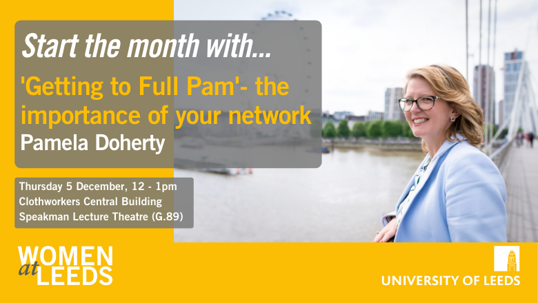 Women_at_UoL's tweet photo. Looking forward to our next Start the Month with... session on 5 December with @doherty_pamelaJ on 'Getting to Full Pam'!!!
@UniLeedsStaff tickets via https://t.co/eP7K0IgICU https://t.co/uLPPsDqI2B