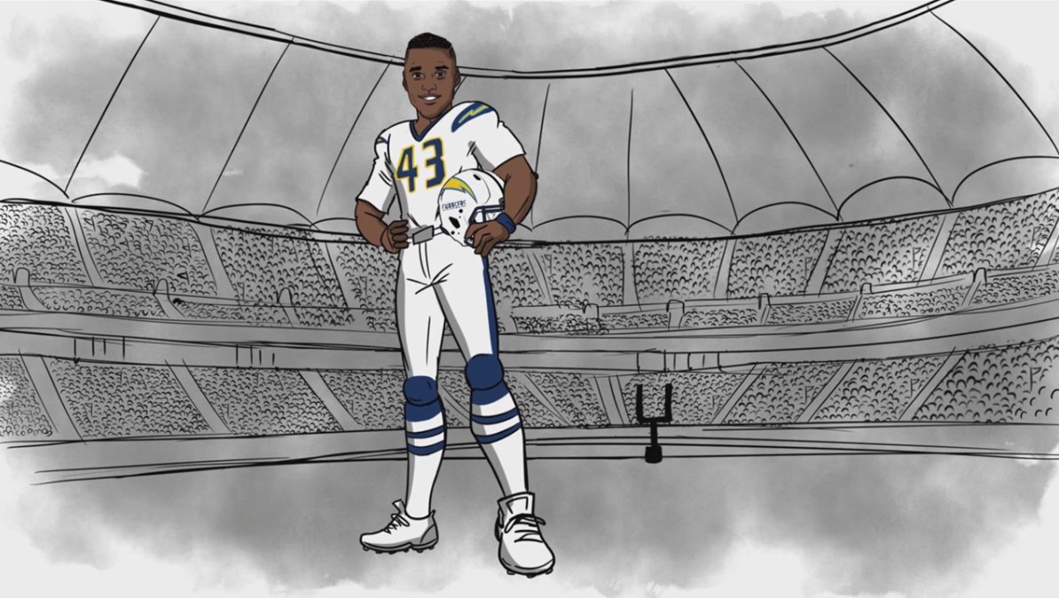321FastDraw's tweet image. Tonight - Monday Night Countdown on ESPN on the 5p-7p CST show - watch for our special #animation featured in a story about LA Chargers' Cornerback Michael Davis #football #mexicanheritage #soccer