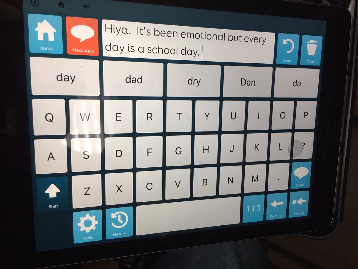 AACWESTNHS's tweet photo. “It’s been emotional, but everyday is a school day”; When an AAC device allows someone to communicate the nuances...
Photos used with full consent #aac #haveavoice #texttospeech #amaneo #gridforipad #fingermouse https://t.co/jfZ6dtojdp