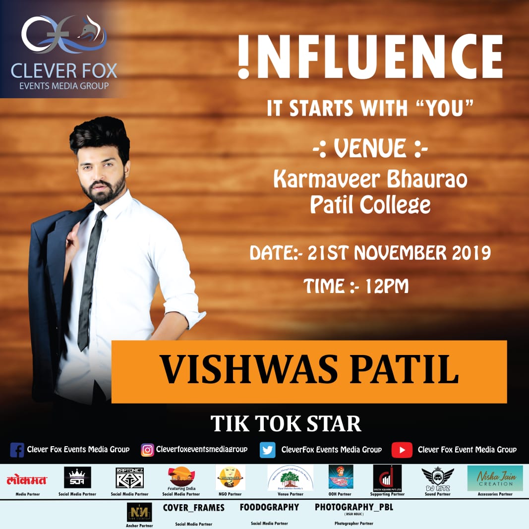 CleverfoxEvent's tweet photo. @VishwasPatill is coming to !NFLUENCE Event executed by 
@CleverfoxEvent
 #event#media Well behaved people never make history so come out , become savvy and join !nfluence-It starts with “YOU”.
#change#talk#struggle#discover#engage#create#success#principal#noboundries#establish https://t.co/9fMUGnGmbg