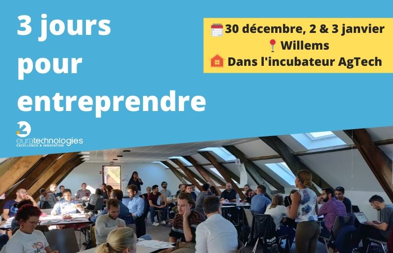 🚀 3 jours pour entreprendre
📅 30 décembre, 2 &amp; 3 janvier
📍 Willems, incubateur AgTech

Séminaire intensif de 3 jours pour vous préparer à entreprendre &amp; réaliser votre projet 😉

Ouvert à tous &amp; gratuit

👉 Inscriptions avant le 15/12 : bit.ly/2Pv9Hbe
#entrepreneuriat