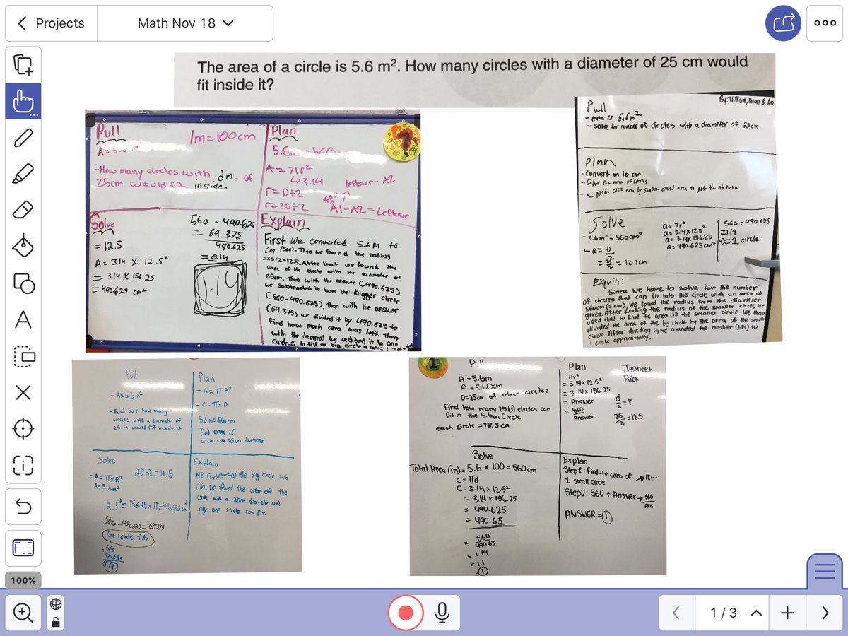 wendell12186's tweet image. #Verticalspaces @TonyPontesPS using #pullnplan to solve circle word problems @PeelSchools