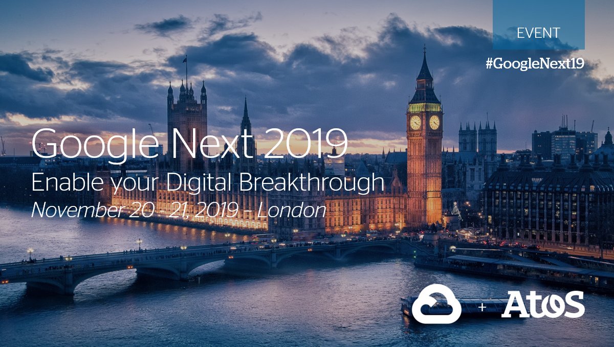 #DigitalLeader Atos Calling all #Cloud enthusiasts! Join us at #GoogleNext19 for engaging discussions on #AI, #MachineLearning, secure #HybridCloud, #DigitalWorkplace and more https://okt.to/ldKtux