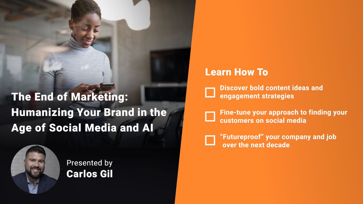 Are you getting frustrated by your lack of social media marketing success? Don’t blame the platforms. Learn how to thrive online by humanizing your brand in this workshop with <a href="/carlosgil83/">Carlos Gil</a>: bit.ly/2KytpiQ