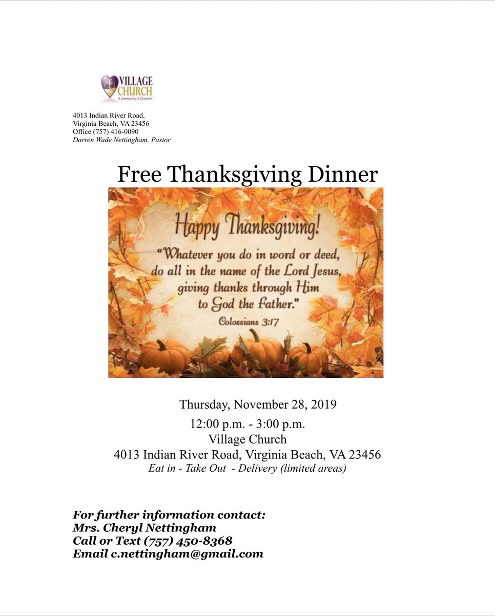 Come enjoy Thanksgiving dinner with us. #ittakesaVillage💜💛