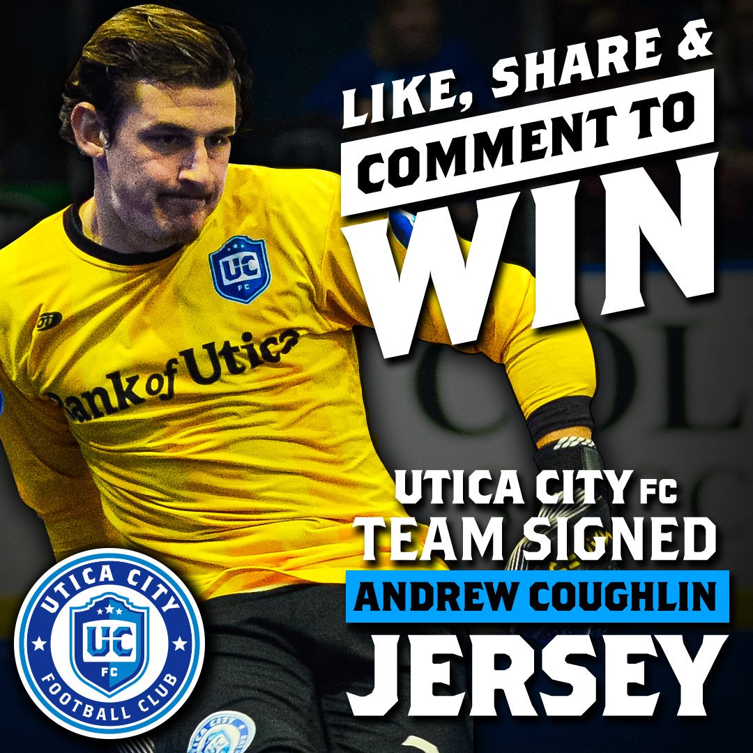 UticaCityFC's tweet image. Want to win a game-worn, team-signed Andrew Coughlin jersey?! Head over to Facebook and like/share/comment for your chance.