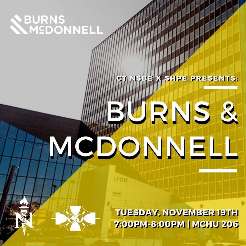 Tomorrow November 19th, meet corporate representatives of Burns &amp; McDonnell! Learn about the various opportunities they offer to students and network with employees!