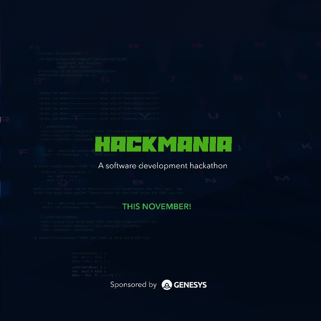 GenesysClubUnn's tweet image. You know what time it is people😉.It's HACKMANIA! 😌😌.You think you've got all it takes? Kindly check the banner 👇👇👇 for more info. or visit genesystechhub.com/hackmania and  bit.ly/Genesyshackman… to register.
In UNN there is always a place for you 
@genesystechhub TELL A FRIEND