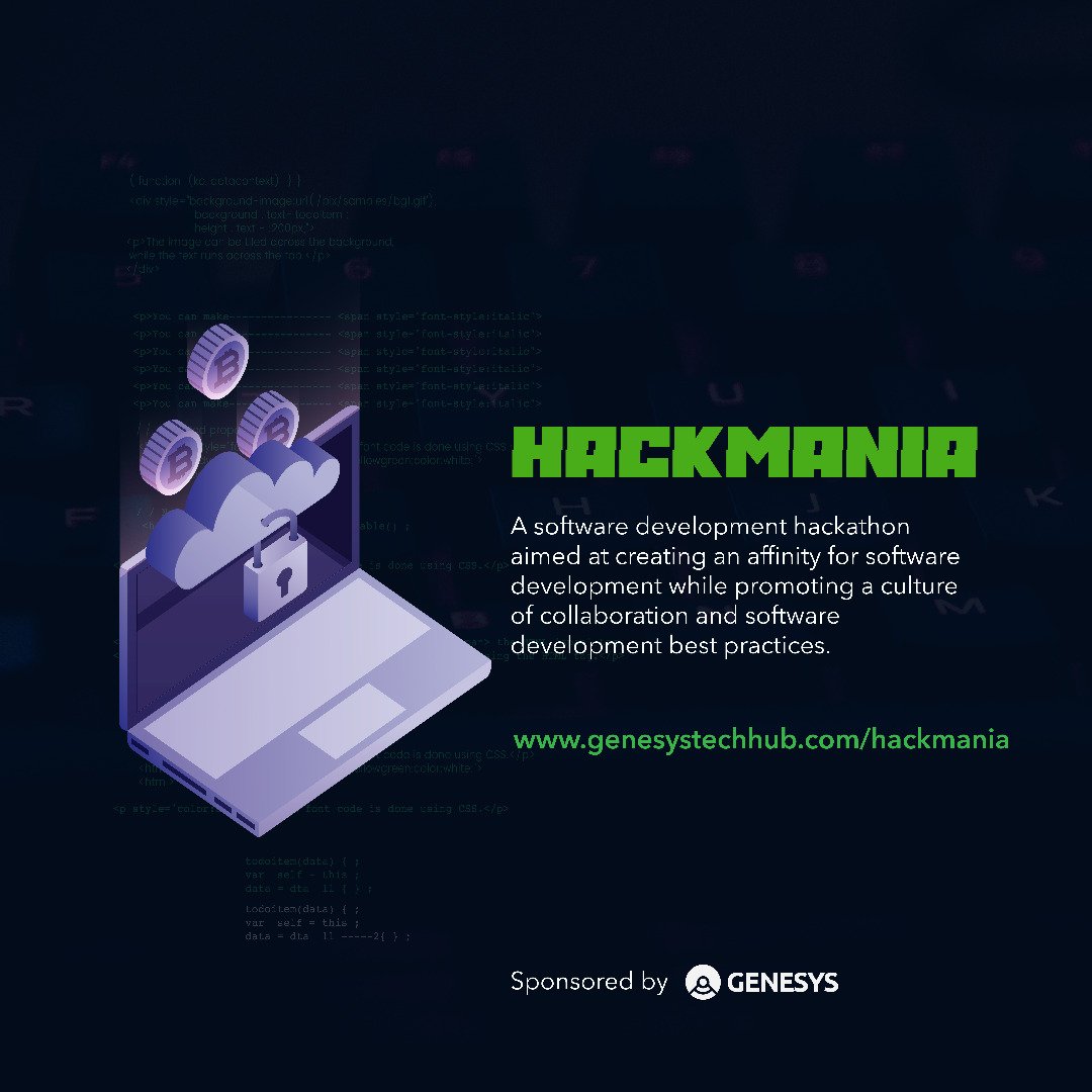 GenesysClubUnn's tweet image. You know what time it is people😉.It's HACKMANIA! 😌😌.You think you've got all it takes? Kindly check the banner 👇👇👇 for more info. or visit genesystechhub.com/hackmania and  bit.ly/Genesyshackman… to register.
In UNN there is always a place for you 
@genesystechhub TELL A FRIEND
