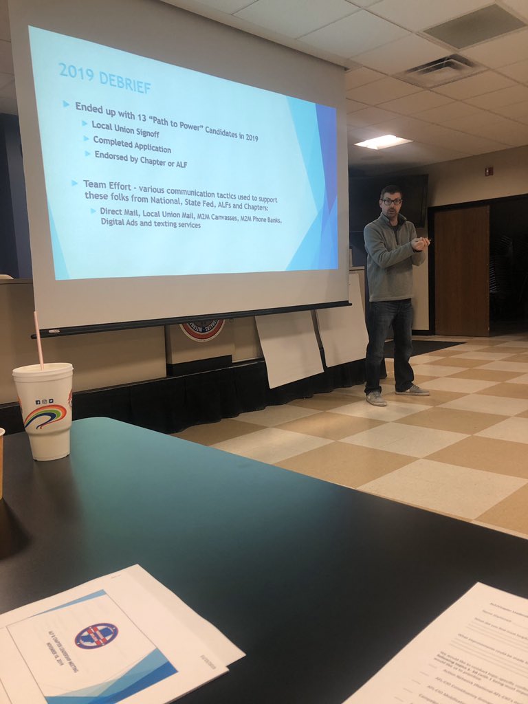 HoosierHeartALF's tweet photo. Talking successes and challenges of the first #PathToPower year. 10 out of 13 union members of the inaugural class were elected statewide. Let’s keep the momentum going! #1u https://t.co/zb0x7Bekfw