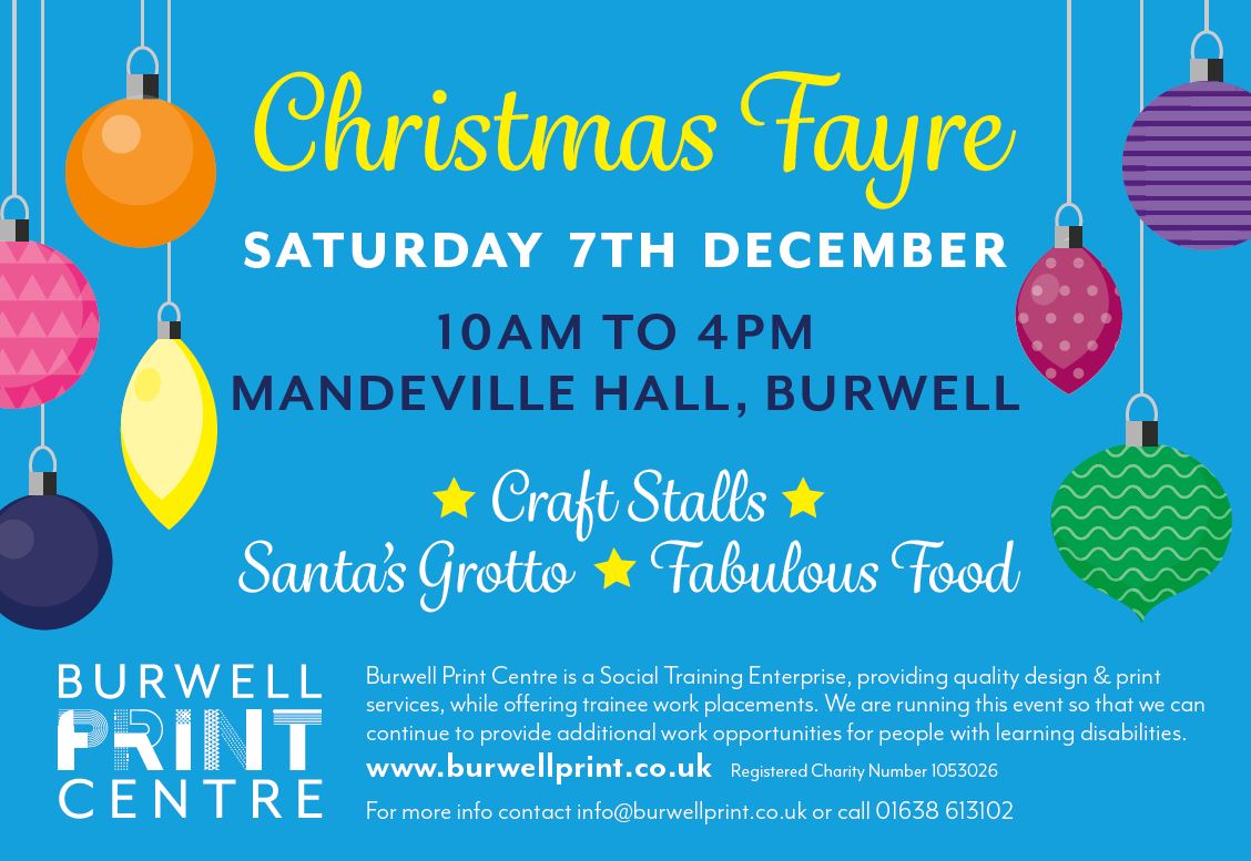 IMJobscouk's tweet image. A date for the diary ✏️
Santa will be visiting the @BurwellPrint Christmas Fayre on Saturday 7th December. There will be lots of craft stalls and fabulous food, making it the perfect family outing #Christmas #Charity 🎅