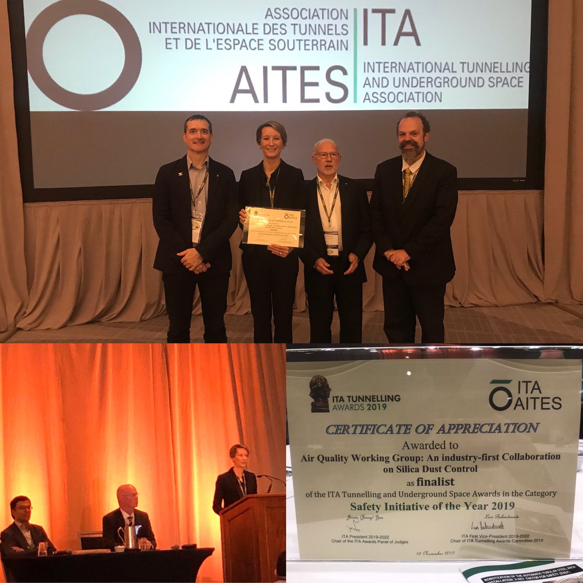 Kate Cole OAM (@kate_cole_) on Twitter photo Honoured to represent the Australian Tunnelling Society in Miami today for the @ItaAward as a finalist for #Safety Initiative of the Year.
Our nomination was for our collaborative work across the Tunnelling industry on #silicadust control.
<a href="/ATSYoung/">ATS Young Members</a> #silicosis #tunnelling Honoured to represent the Australian Tunnelling Society in Miami today for the @ItaAward as a finalist for #Safety Initiative of the Year.
Our nomination was for our collaborative work across the Tunnelling industry on #silicadust control.
<a href="/ATSYoung/">ATS Young Members</a> #silicosis #tunnelling